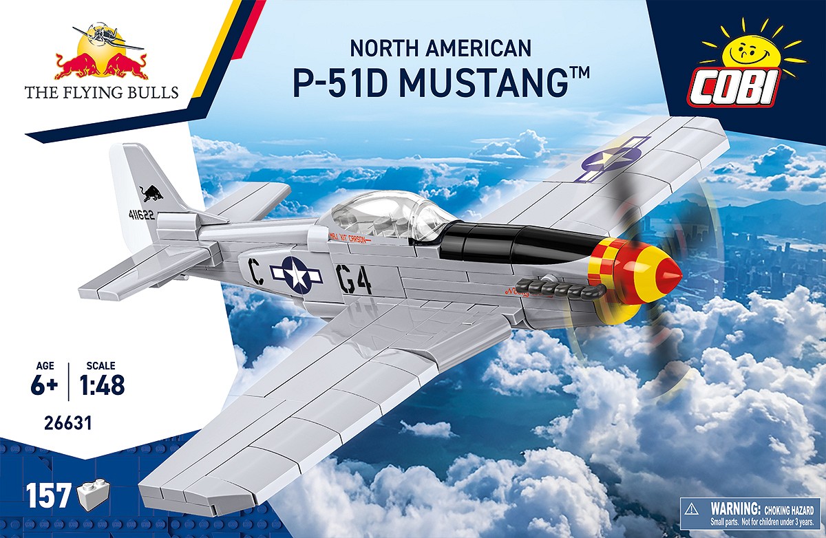Vorderseite der Verpackung mit dem Modell des Jagdflugzeugs NORTH AMERICAN P-51D MUSTANG™.