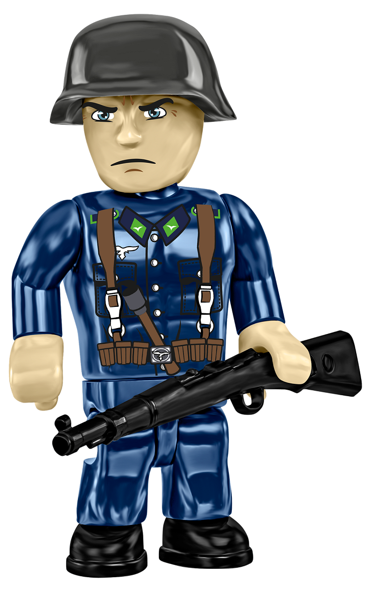 Soldatenfigur in voller Ausrüstung mit Helm.