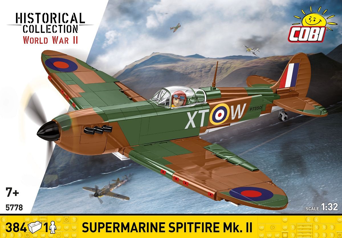 Vorderseite der Verpackung des COBI Klemmbausteinsets SUPERMARINE SPITFIRE Mk.II