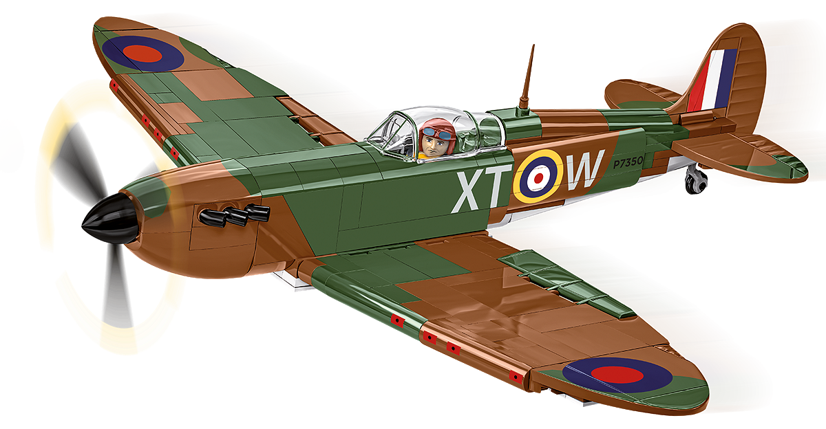 SUPERMARINE SPITFIRE Mk.II Modell mit Pilotenfigur im Cockpit und beweglichem Propeller